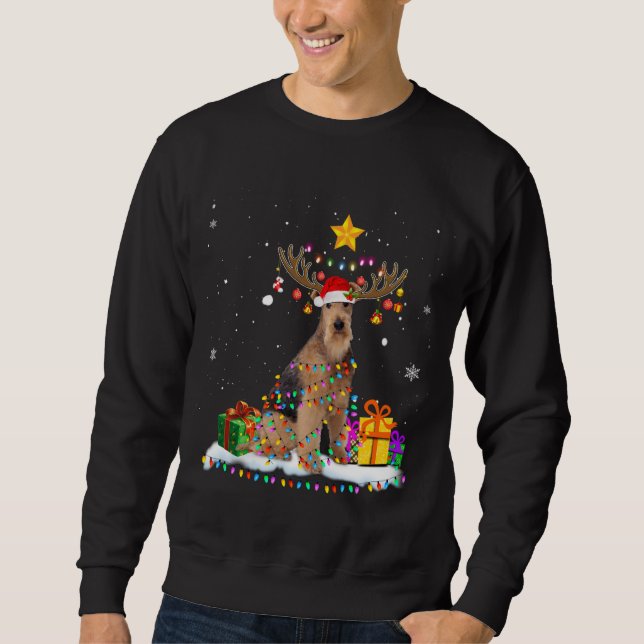 Moletom Airedale Terrier Dog natalino Reindee Natal (Frente)