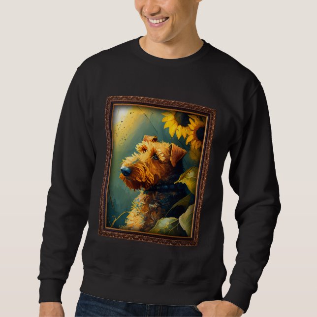 Moletom Airedale Terrier Painting Sunflower Flower Mom Wom (Frente)