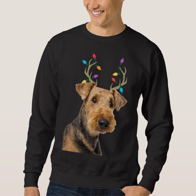 Moletom Airedale Terrier Reindeer Cão de Natal (Frente)