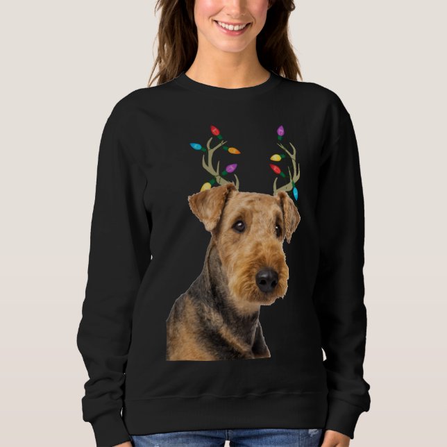Moletom Airedale Terrier Reindeer Cão de Natal (Frente)