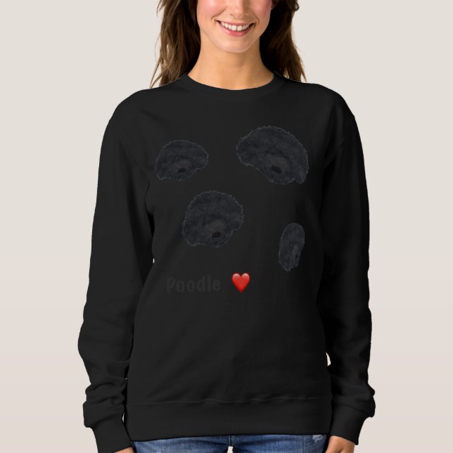 Moletom Ajustado de Poodle Preto Relaxado (Frente)