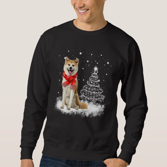 Moletom Akita Dog Tree Christmas Sweater Xmas Pet Dogs (Frente)