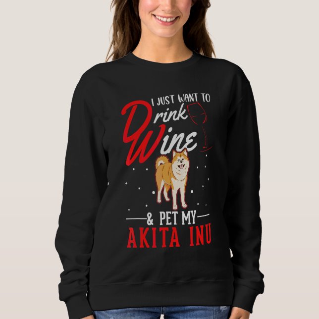 Moletom Akita Inu E Vinho (Frente)