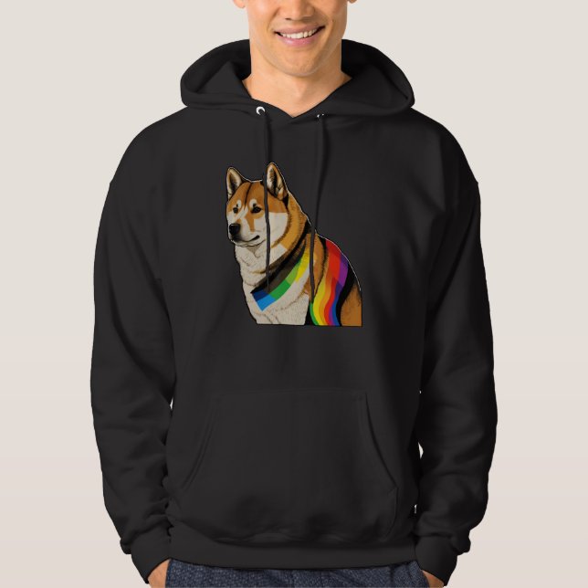 Moletom Akita Inu Gay Pride Dog LGBT Rainbow Flag on Akita (Frente)