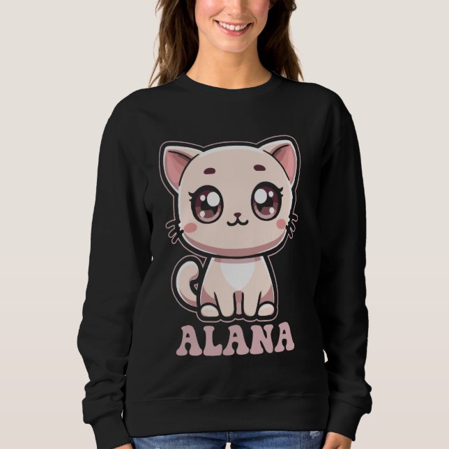 Moletom Alana Cute Kitty Cat Design para Nome das Rapariga (Frente)
