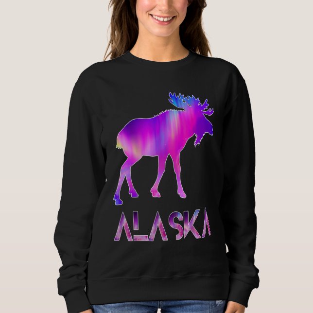 Moletom Alaska Day Moose Aurora Borealis At Night (Frente)