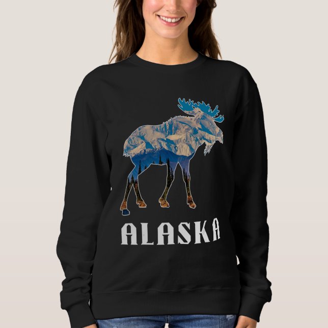 Moletom Alaska Day Moose Snowy Mountains (Frente)