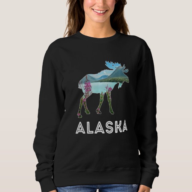 Moletom Alaska Day Moose Snowy Mountains Alaska Holiday (Frente)