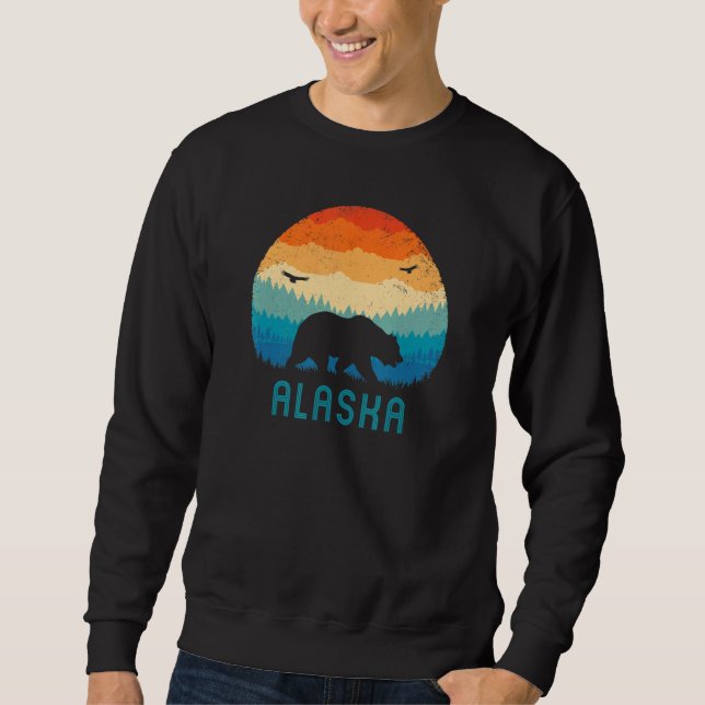 Moletom Alaska Retro Grizzly Bear Vintage Alaskan Mountain (Frente)