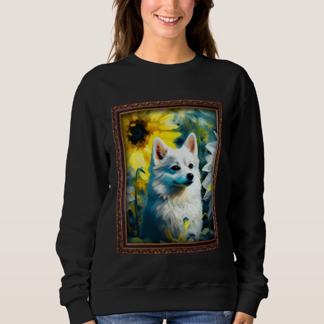 Moletom Alaskan Klee Kai Painting Sunflower Flower Mom Wom (Frente)