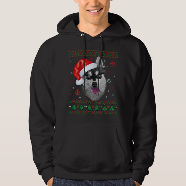 Moletom Alaskan Klee Kai Papais noeis de Natal Ugly Sweate (Frente)