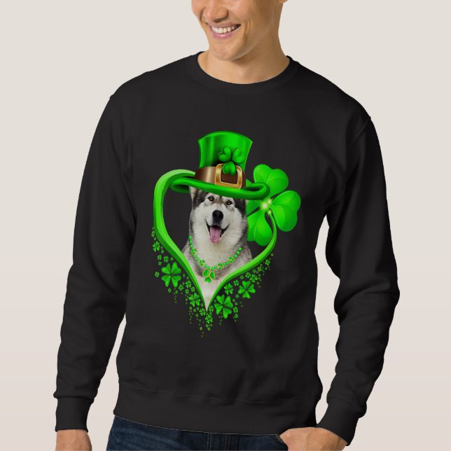 Moletom Alaskan Malamute Dog St Patricks Day Lover Irish S (Frente)