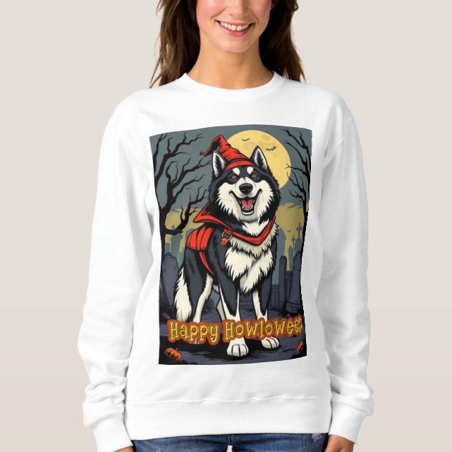 Moletom Alaskan Malamute Feliz Dia das Bruxas (Frente)
