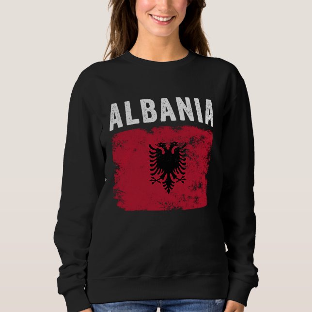 Moletom Albania Flag Distressed  Men Women Kids  Albanian  (Frente)