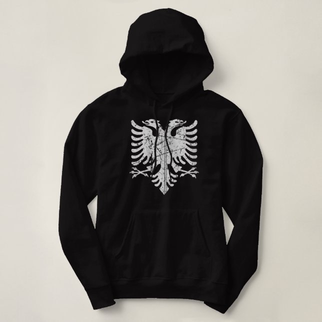 Moletom Albânia Flag Eagle Albanês Kosovo Design Zip Hood (Frente do Design)
