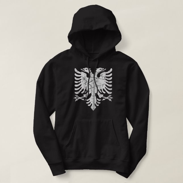 Moletom Albânia Flag Eagle Albanês Kosovo Design Zip Hood (Frente do Design)