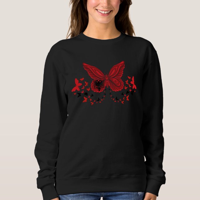 Moletom Albanian Albania Albanian Flag Butterflies (Frente)