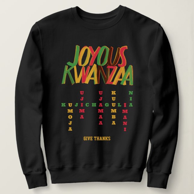 Moletom Alegre Crossword de KWANZAA (Frente do Design)