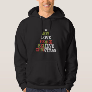 Moletom Alegria Amor Paz Acredite Árvore de Natal Família 