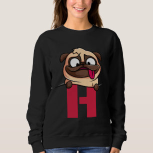 Moletom alfabeto Cute Pug, letra H, alfabeto do cão Ativo