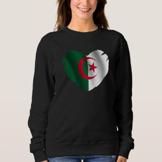 Moletom Algeria Flag On Shape Of Heart Algerian Algeria