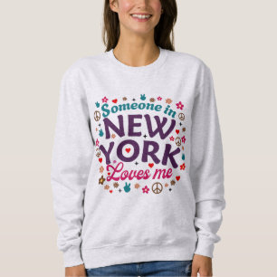 Moletom Alguém em Nova York Me Ama Design Retrô Divertido