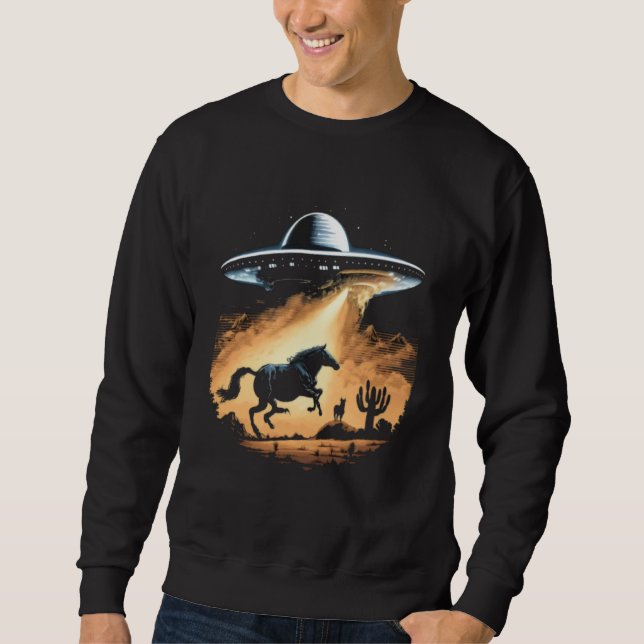 Moletom Alien Abduction Horse UFO Spaceship Extraterrestri (Frente)