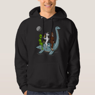 Moletom Alien Bigfoot Unicorn Riding Loch Ness Monster Cry