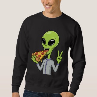 Moletom Alien Head Eating Pizza UFO Extraterrestrial Snack