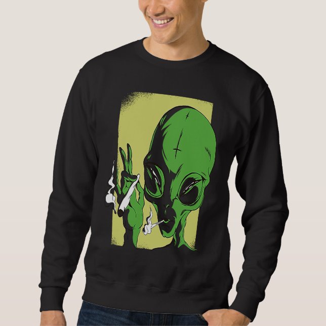 Moletom alien space aliens  ufo smoking (Frente)