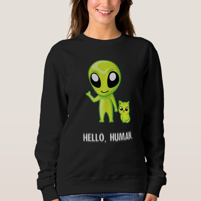 Moletom Alienígena Cat Hello Human Ufo Kitten (Frente)