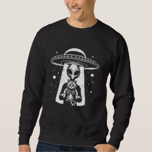 Moletom Alienígena de OVNI engraçada segurando um gráfico