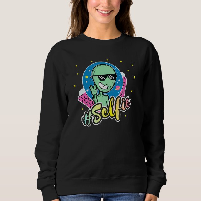 Moletom Alienígena Selfie Retro 90s Estilo Ufo Alienígena  (Frente)