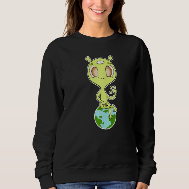 Moletom Alienígena Sentado Na Terra   (Frente)