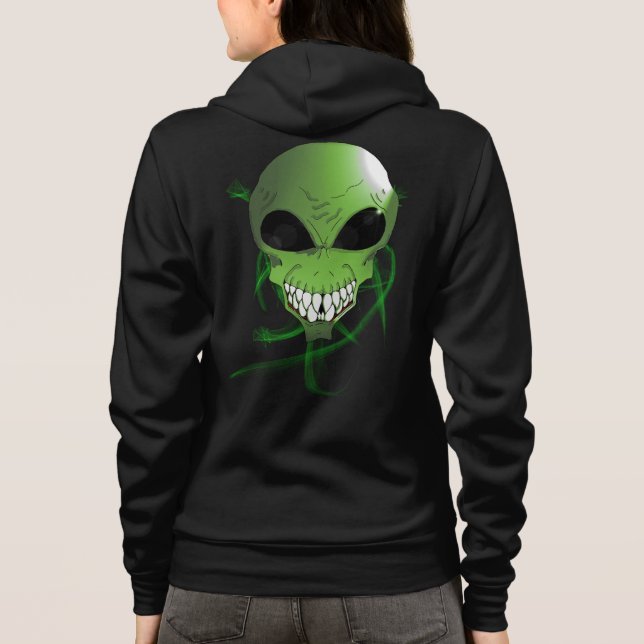 Moletom alienígena verde Bella+Canvas Cheio-Zip Hoodie (Verso)