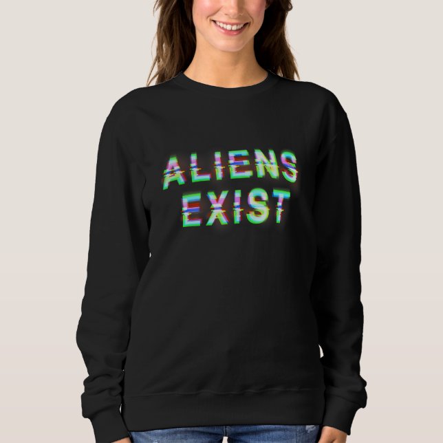 Moletom Aliens Existem Estilo de Falha De Vaporwave Ufo Al (Frente)