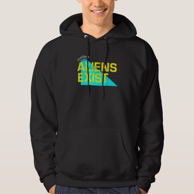 Moletom Aliens Existem Estilo de Ilustração Azul Ufo Light (Frente)