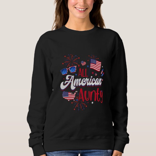 Moletom All American Aunty Women American Flag 4th of July (Frente)