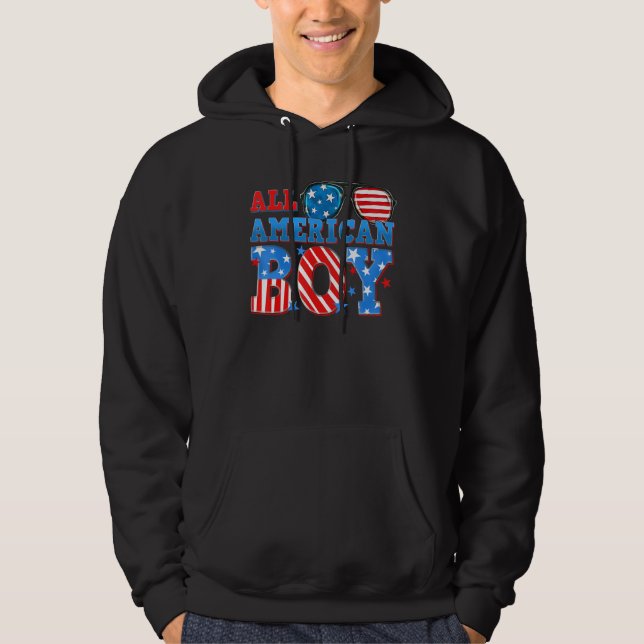 Moletom All American Boy 4th of July American Flag Family  (Frente)