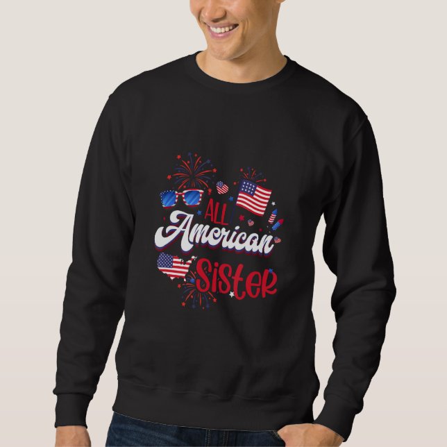 Moletom All American Sister Women American Flag 4th of Jul (Frente)