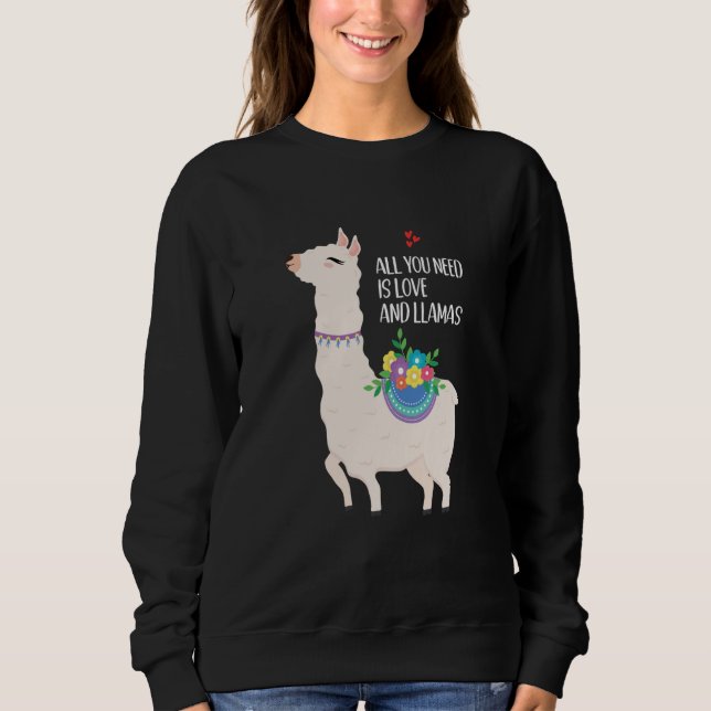 Moletom All You Need Is Love Valentine's Day Llama (Frente)