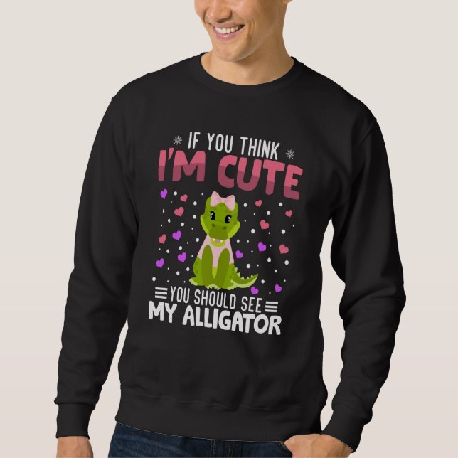 Moletom Alligator Heart Valentine's Day Animal For Womens  (Frente)