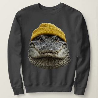 Moletom alligator Wearing Beanie  Vintage 90s Gator Design