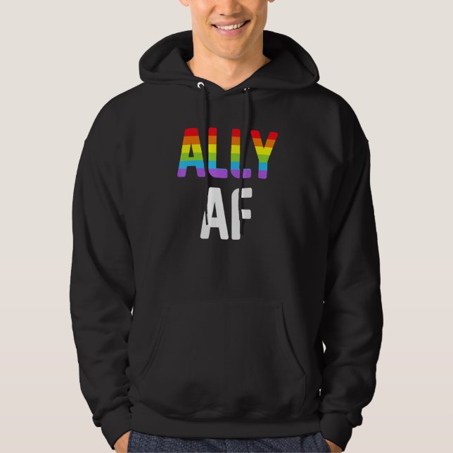 Moletom Ally AF LGBTQ Lesbian Gay Pride Support Advocate M (Frente)