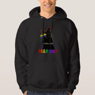 Moletom Ally Cat Glass Lgbt Orgulho gay Ally Flag Rainbow