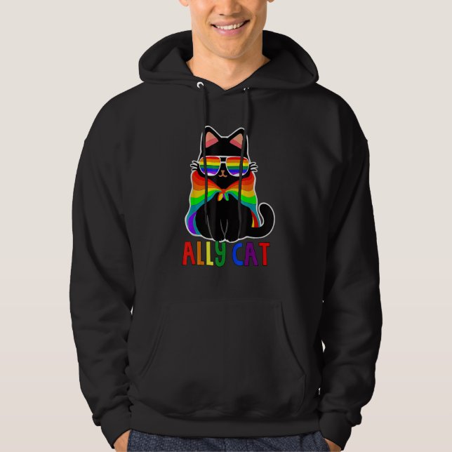 Moletom Ally Cat LGBT Gay Rainbow Pride Flag Sunflower LGB (Frente)