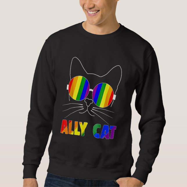 Moletom Ally Cat LGBT Gay Rainbow Pride Flag Sunflower LGB (Frente)