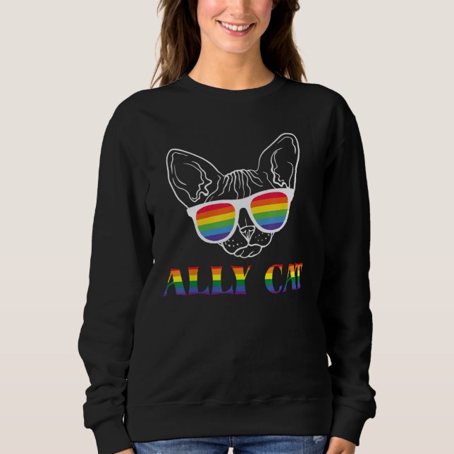 Moletom Ally Cat LGBT Rainbow Gay Pride Flag  Ally Cat LGB (Frente)