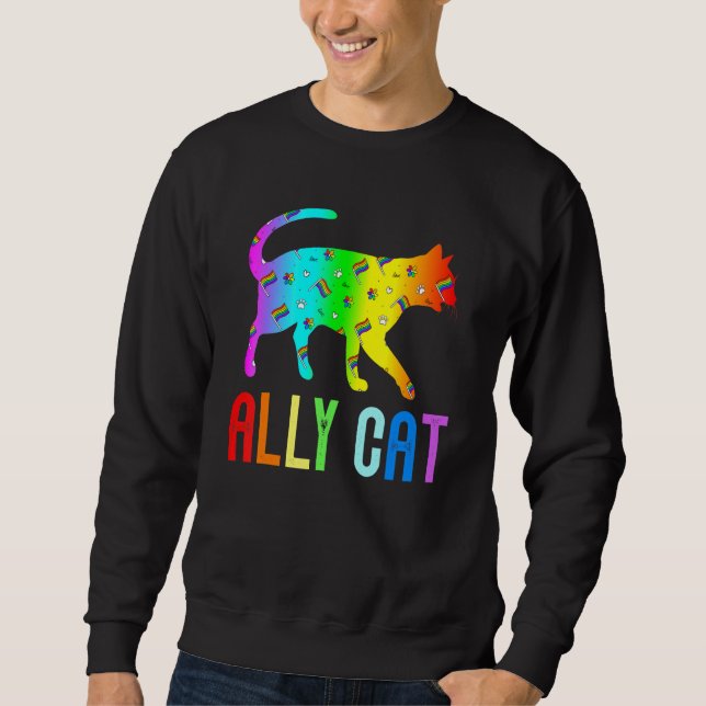 Moletom Ally Cat Rainbow Sunglass Lgbt Gay orgulho lésbico (Frente)