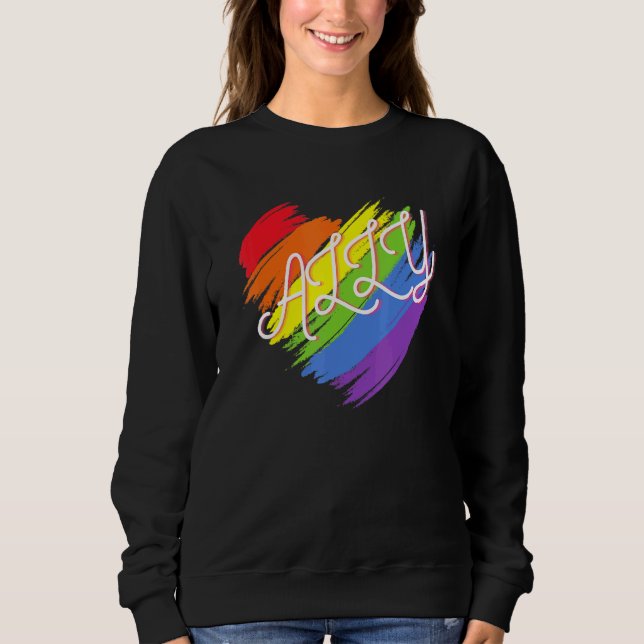 Moletom Ally Heart Orgulho gay Lqbtq Rainbow (Frente)